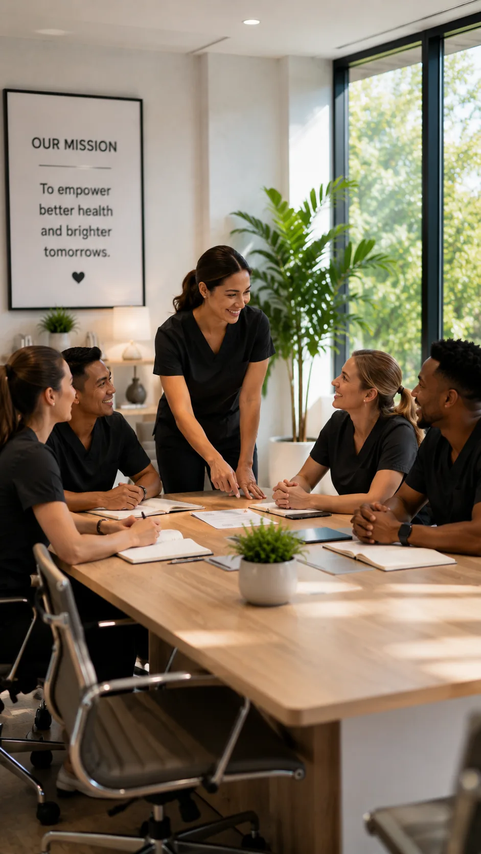 Rehoboth care team reviewing a shared patient care plan at the clinic in Garland, Texas